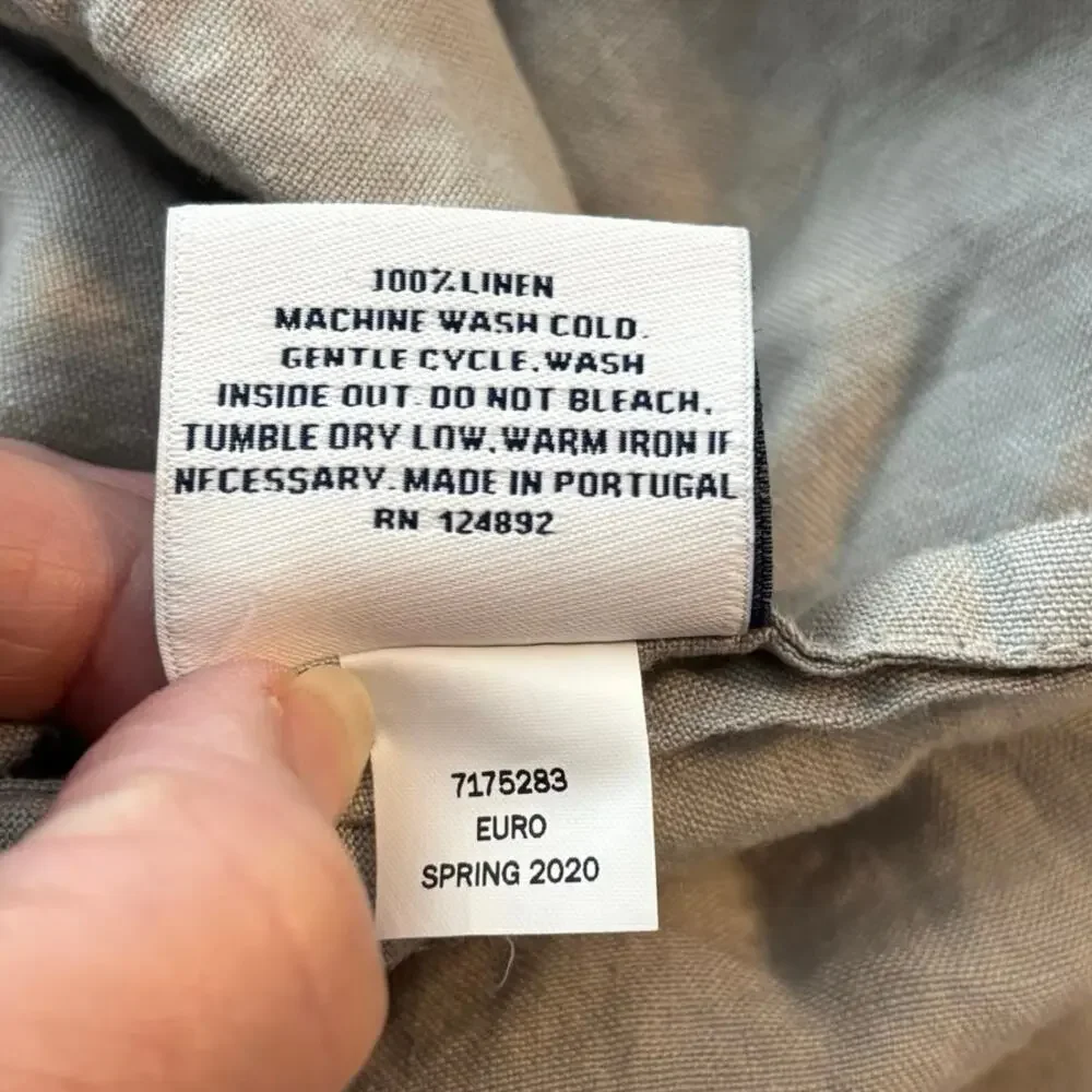 Serena & Lily 100% Linen Euro Pillow Sham Pillowcase Green Grey Gray 26 x 26